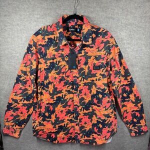 Cookies Camo Button Up Shirt‎ Jacket Men's Size L Orange Black Green